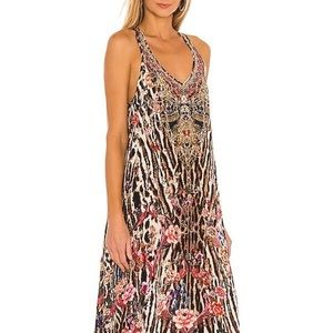 Camilla Vneck Liv a Little Racerback Silk Maxi Dress Animal Print Small